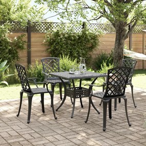 vidaXL 5 pcs conjunto de jantar para jardim alumínio fundido preto