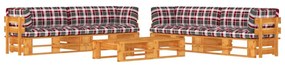 vidaXL 6 pcs conjunto lounge paletes pinho impregnado castanho mel