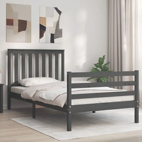Estrutura de cama com cabeceira 100x200cm madeira maciça preto