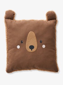 Agora -25% | Almofada quadrada em sherpa, Urso castanho escuro liso com motiv