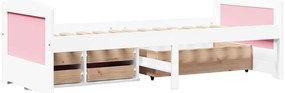 Sofá-cama com 5 gavetas sem colchão 90x200 cm IRUN branco&amp;rosa