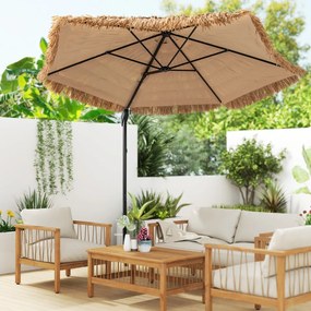 Guarda-sol suspenso estilo havaiano  283 x 245 cm com cobertura à prova de sol e parte superior ventilada para piscina, jardim, natural