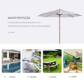 Chapéu de Sol de Jardim Ø300x250cm com Sistema de Polia Teto Ventilado