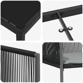 Conjunto de jantar de jardim com 5 peças e almofadas em rattan sintéti