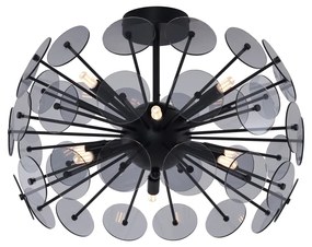 Candeeiro de Teto Art Déco Preto com Vidro Fumê - Atomic