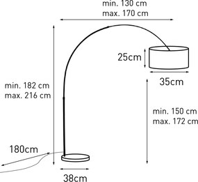 Candeeiro de Arco em Aço com Abajur 35/35/20 Azul Ajustável - XXL