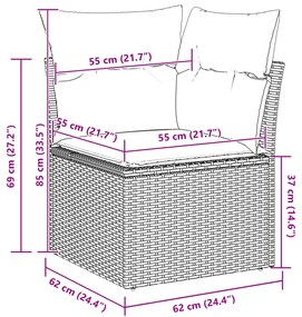 Conjunto de Sofá para Jardim vidaXL com 12 Peças e Almofadas Preto Vim