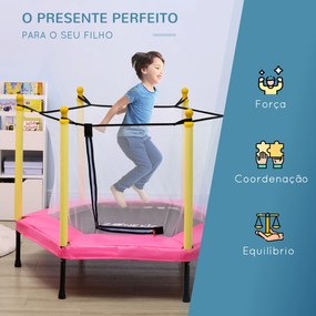 Trampolim para Crianças 95x85 cm com Rede de Segurança trampolim Infantil para Crianças de 3-6 Anos 122x122x97 cm Rosa