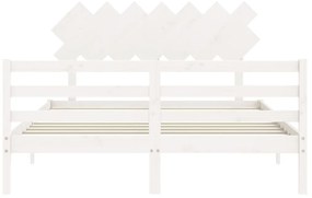 Estrutura de cama King Size com cabeceira madeira maciça branco