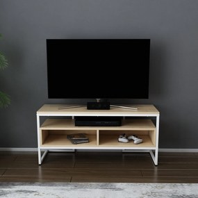 Móvel de TV Merrion – Branco/Carvalho – 110x35x49,9 cm