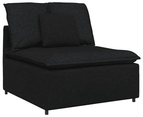 Sofá modular com pufes e almofadas tecido preto