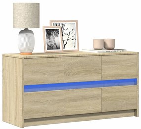 vidaXL Móvel de TV com luzes LED derivados de madeira carvalho sonoma