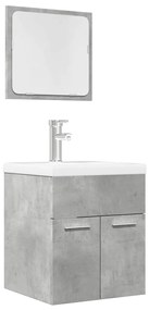 vidaXL 2 pcs conj. móveis casa banho derivados madeira cinza cimento