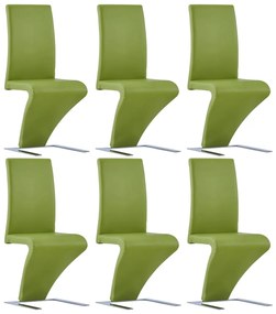 vidaXL Cadeiras de jantar ziguezague 6 pcs couro artificial verde
