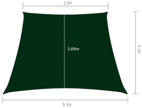 Para-sol estilo vela tecido oxford trapézio 3/5x4m verde-escuro