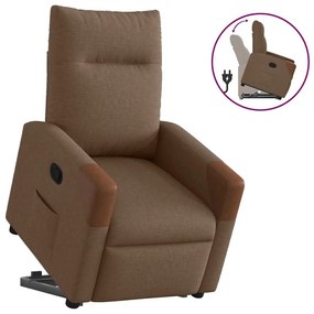 vidaXL Poltrona reclinável elevatória tecido castanho