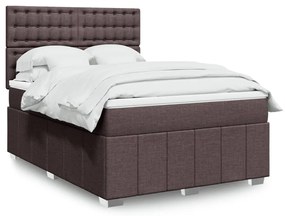 vidaXL Cama com molas/colchão 160x200 cm tecido castanho-escuro