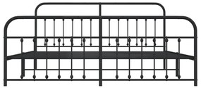 Estrutura de cama com cabeceira e pés 200x200 cm metal preto