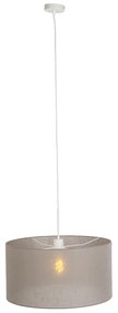 Candeeiro de suspensão country branco com tom cinza 50 cm - Combi 1 Moderno