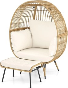 Conjunto de 5 peças de móveis para área externa com assento e encosto, cadeiras de vime para pátio com mesa de centro de vidro temperado cinza