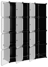 Organizador de arrumação com 12 cubos e portas PP preto