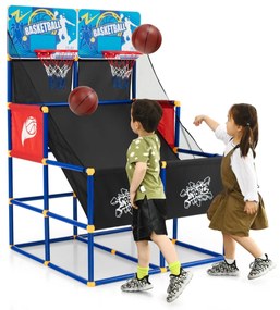 Mini máquinas de basquetol duplo para crianças 90 x 90 x 140 cm preto e azul