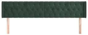 Cabeceira de cama c/ abas veludo 183x16x78/88cm verde-escuro