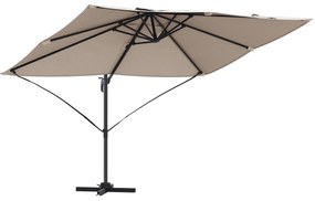 Guarda-sol de Braço Articulado Taupe Poliéster Grande Dobrável