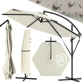 Guarda-sol cantilever em alumínio Ø330cm Proteção UV 80+ creme