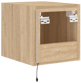 Móvel de parede p/ TV c/ luzes LED 30,5x35x30cm carvalho sonoma