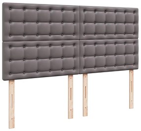Estrutura de cama otomana com colchão cinza couro falso