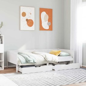 vidaXL Sofá-cama c/ gavetas 90x190 cm madeira de pinho maciça branco