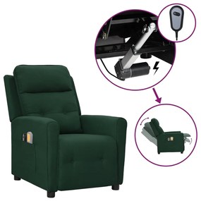 vidaXL Poltrona de massagens elétrica tecido verde-escuro