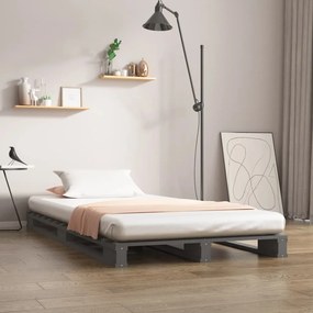 vidaXL Cama de paletes de solteiro 90x190 cm pinho maciço cinzento