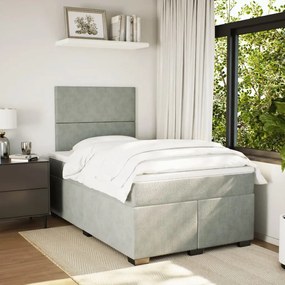 Cama boxspring com colchão 120x190 cm veludo cinzento-claro