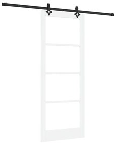 Conjunto de Porta Deslizante vidaXL Branco 83x211 cm Madeira Sólida Pi