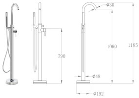 Torneira de pé para banheira aço inoxidável 118,5 cm