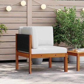 vidaXL vidaXL Sofá de canto de jardim com almofadas em madeira de acácia e corda