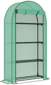 Estufa Pequena com 4 Prateleiras Porta Enrolável Cobertura de PE e Estrutura de Aço para Cultivos 105x45x160 cm Verde