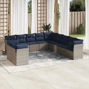 vidaXL 11 pcs conjunto sofás de jardim c/ almofadões vime PE cinzento