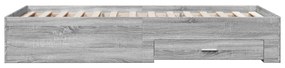 Estrutura de cama c/ gavetas derivados madeira cinza sonoma