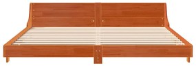 Cama sem colchão 200x200 cm pinho maciço castanho-mel