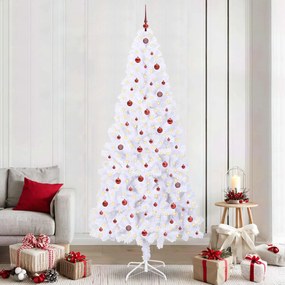 vidaXL Árvore de Natal Artificial com 300 LEDs Branco 240 cm PVC e Aço