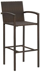 7 pcs conjunto de bar p/ jardim acácia maciça/vime PE castanho