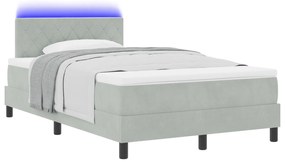 Cama Box com Colchão vidaXL Cinza Claro Pequeno Duplo Veludo