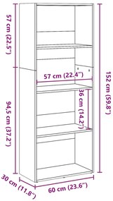 Estante 60x30x152 cm derivados de madeira cinzento sonoma