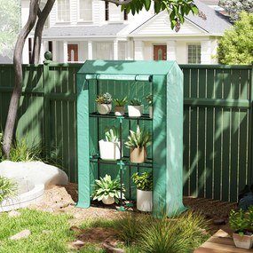 Estufa de jardim 100 x 40 x 150 cm com prateleiras de 3 níveis, estufa de inverno, lona reforçada em PE, porta enrolável, verde