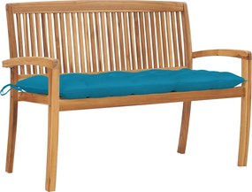 vidaXL Banco de jardim empilhável c/ almofadão 128,5 cm teca maciça