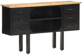 Aparador 110x30x65 cm madeira de mangueira áspera maciça e aço
