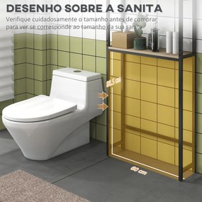 Móvel sobre Sanita com 2 Portas Prateleira Ajustável Prateleira Aberta Estante de Casa de Banho 64x19x178 cm Madeira
